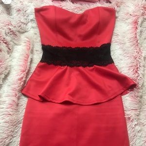 Hot pink strapless dress